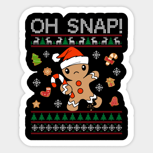 Oh Snap Gingerbread Cookie Christmas Ugly Sweater Sticker by antrazdixonlda